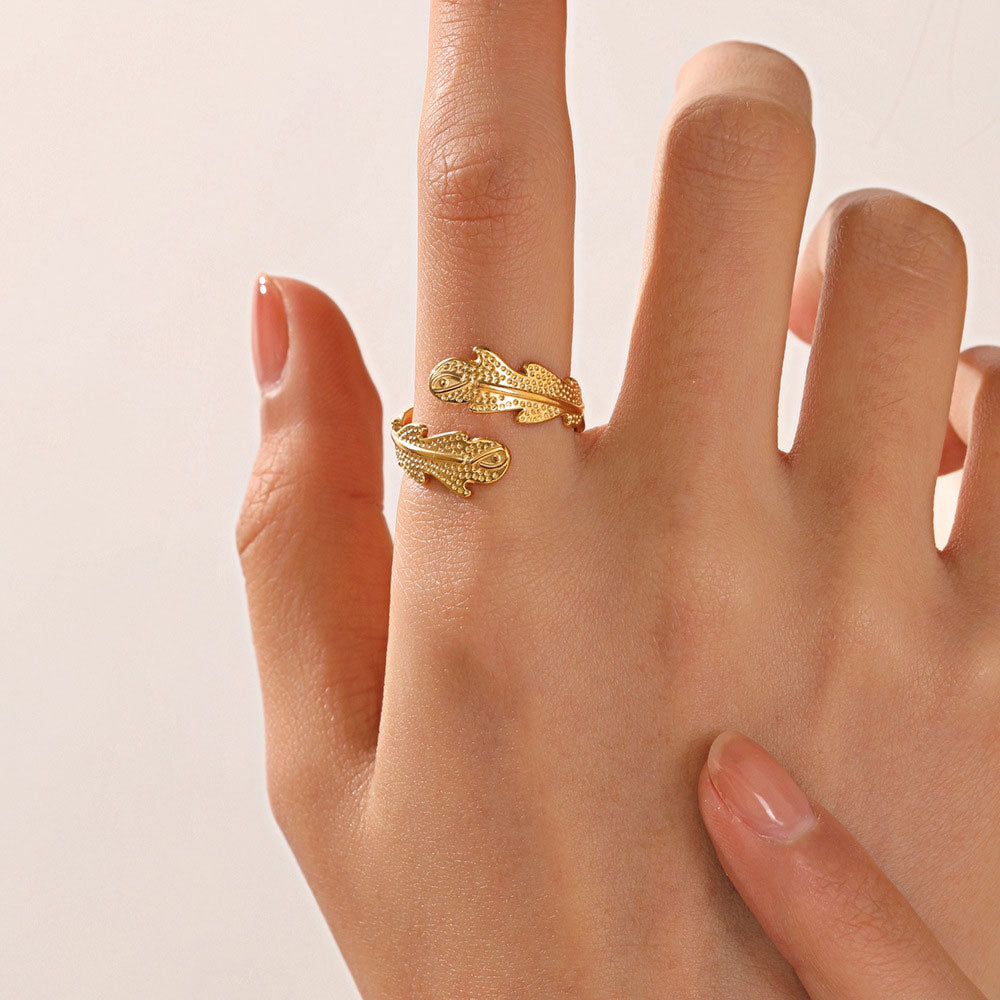 Janirelle 18K Gold Coral Ring