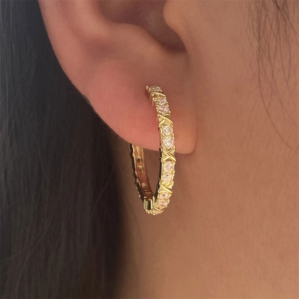 Aurelisse | 18K Gold Zirconia Cross Earrings
