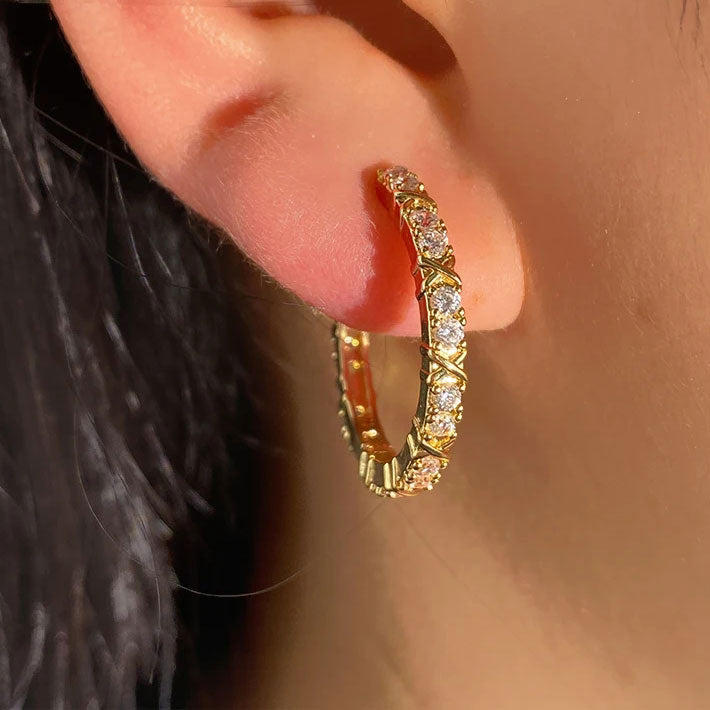Aurelisse | 18K Gold Zirconia Cross Earrings