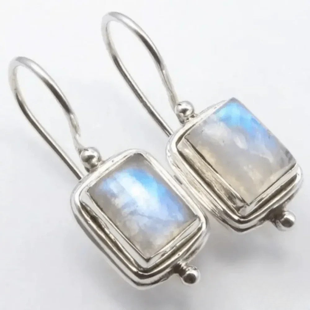 Vintage-Inspired Square Moonstone Earrings