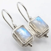 Vintage-Inspired Square Moonstone Earrings