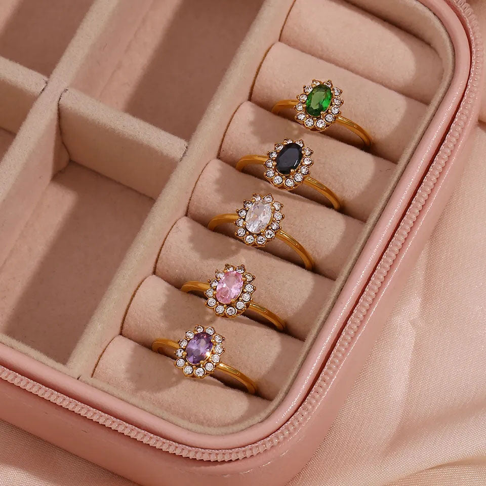Amaryelle 18K Gold Green Zirconia Ring