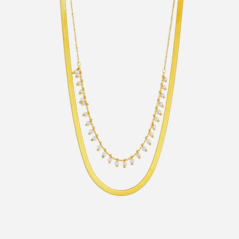 Marizanne | Elegant 18K Gold Snake Choker & Pearl Jewelry Set
