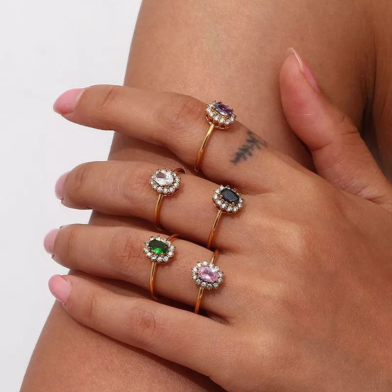 Amaryelle 18K Gold Green Zirconia Ring