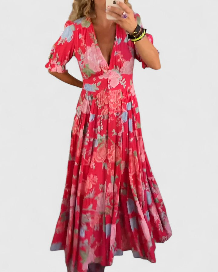 Minelda | Chic Floral V-Neck Dress
