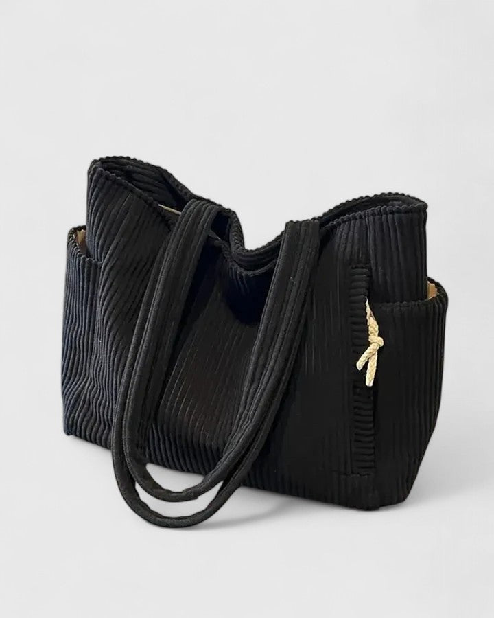 Liorane | Elegant Ribbed Tote Bag with Chic Cord Accents