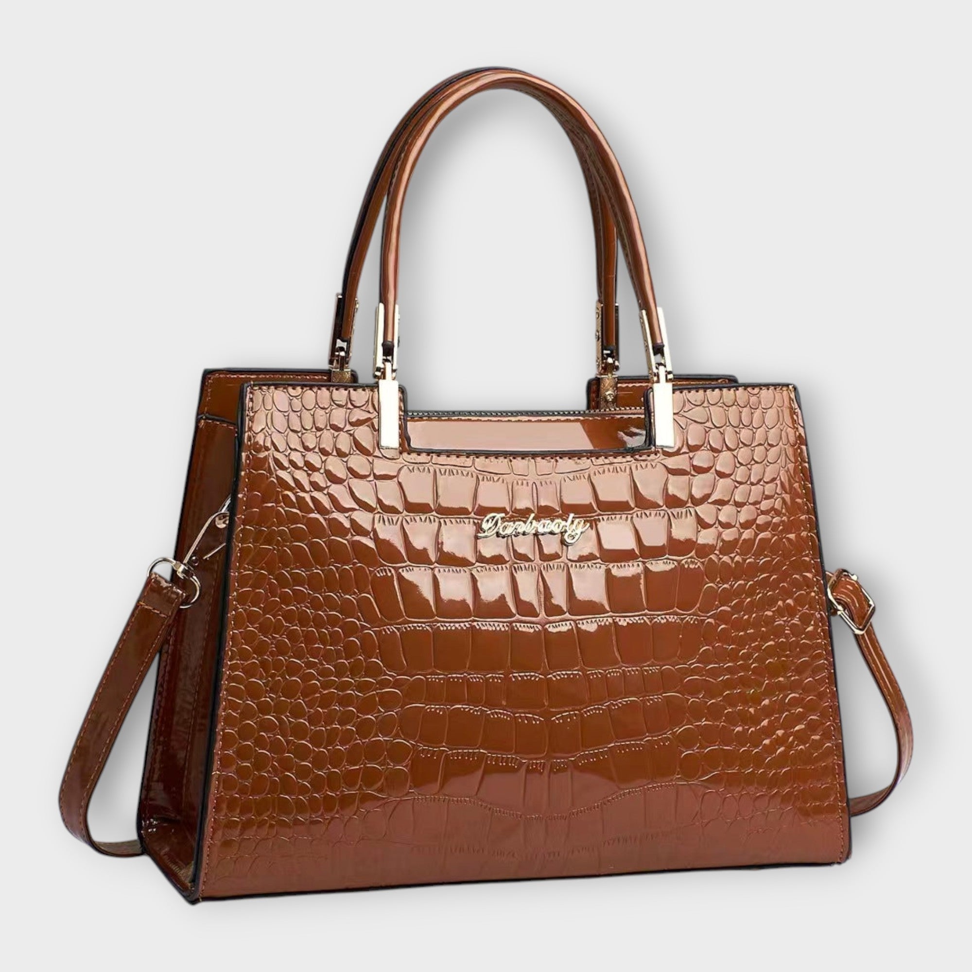 Olivia - Shiny Crocodile-Embossed Handbag