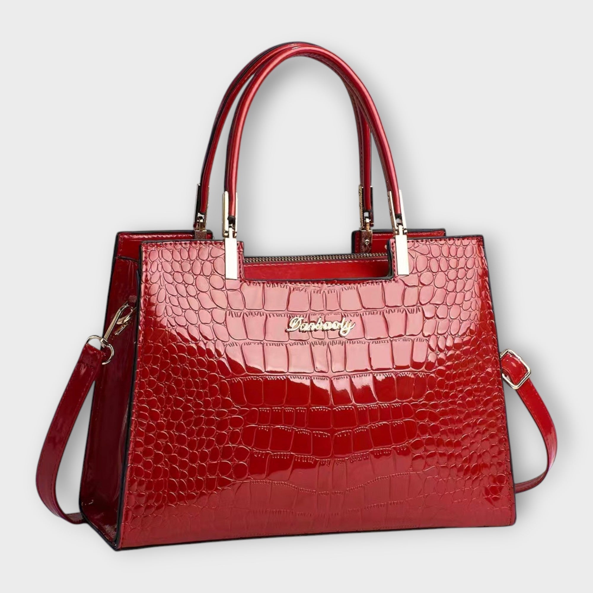 Olivia - Shiny Crocodile-Embossed Handbag