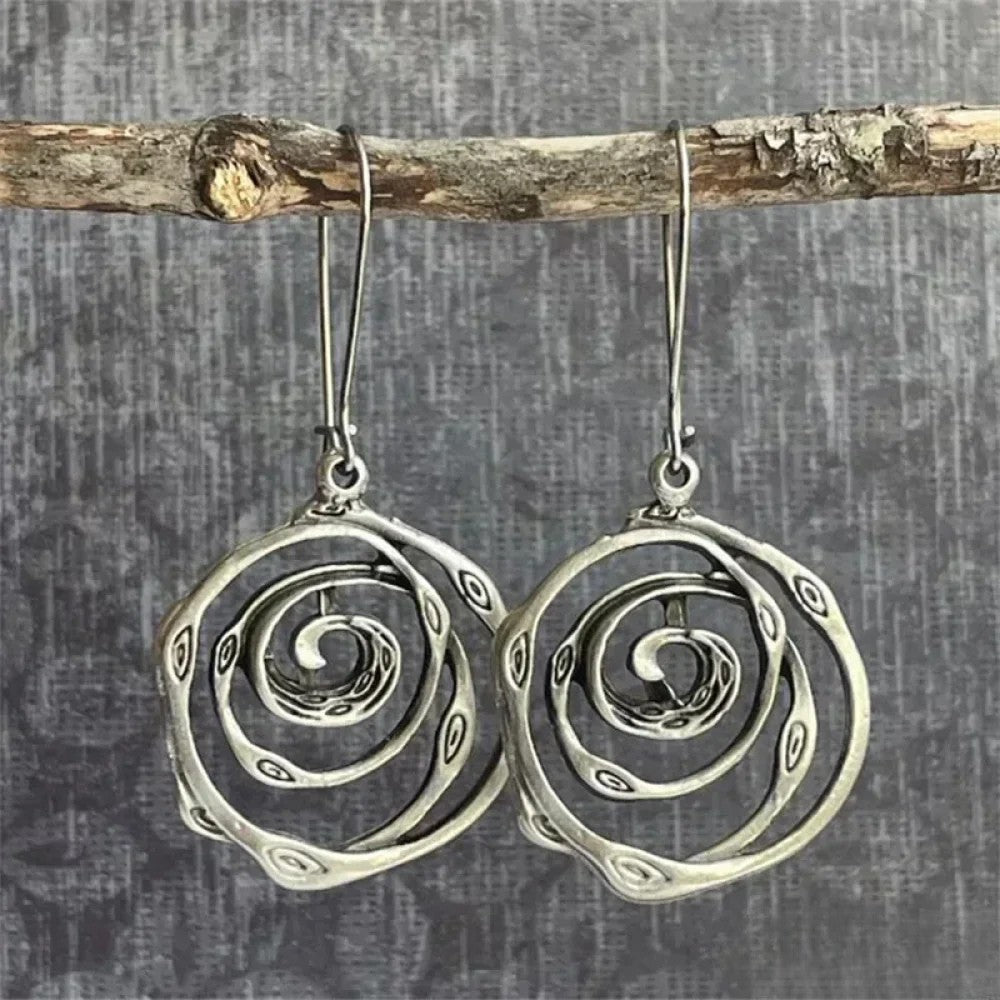 Labyrinth-Inspired Retro Silver Earrings