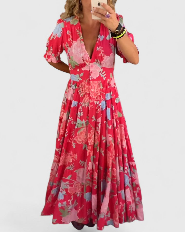 Minelda | Chic Floral V-Neck Dress