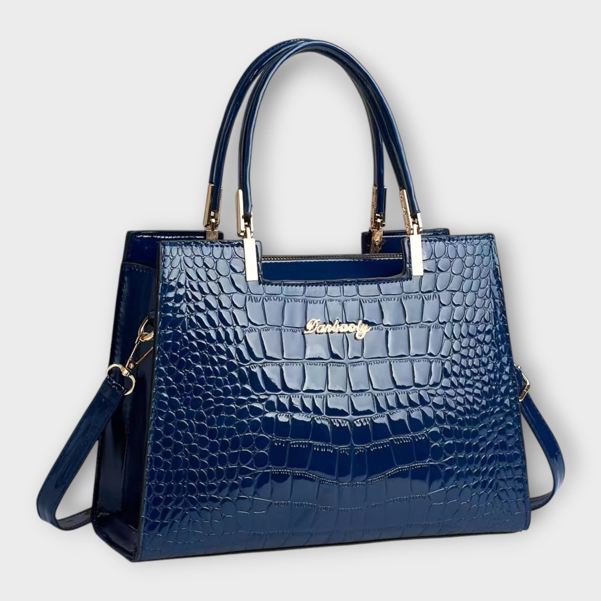 Olivia - Shiny Crocodile-Embossed Handbag