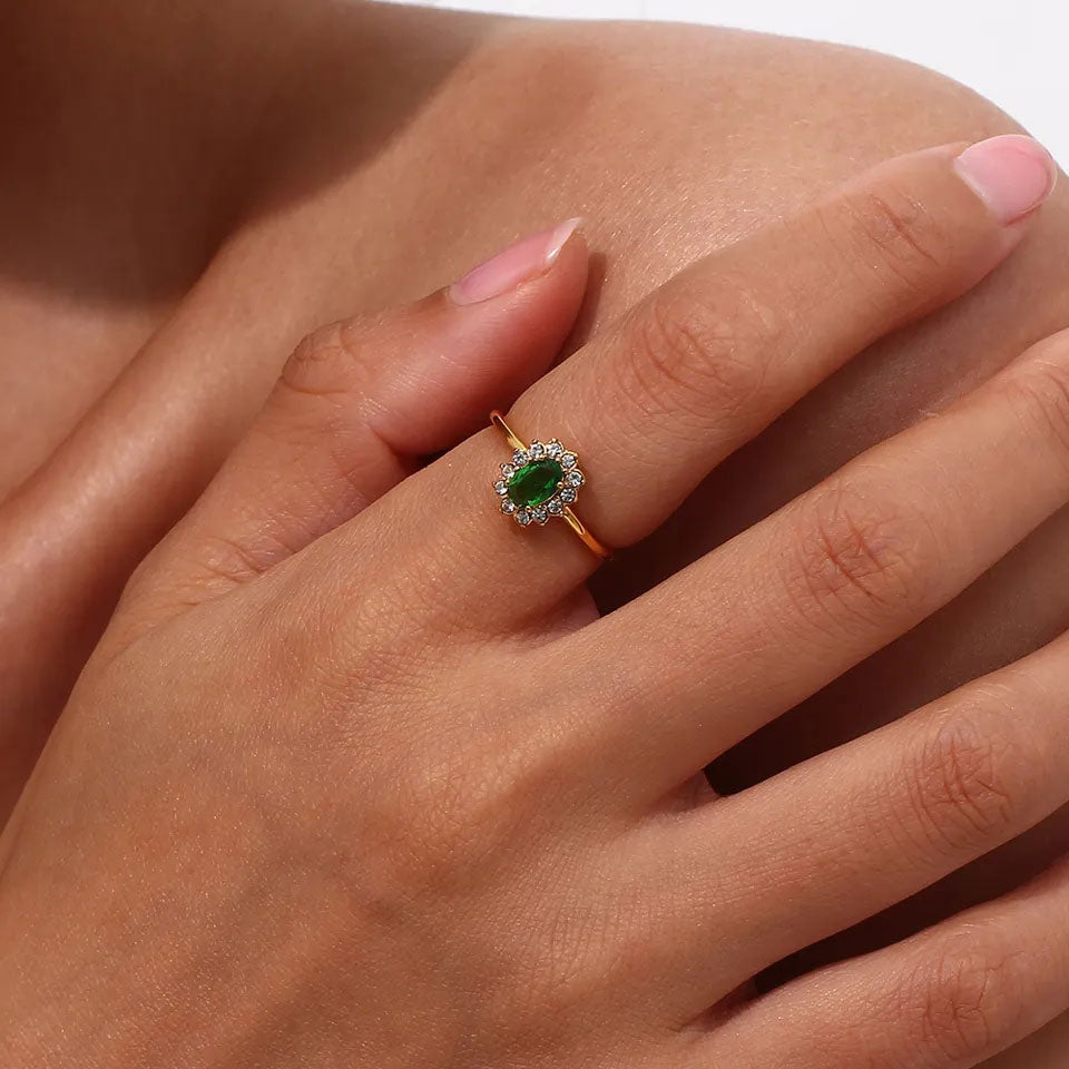 Amaryelle 18K Gold Green Zirconia Ring