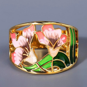 Vintage-Inspired Gold Enamel Floral Ring