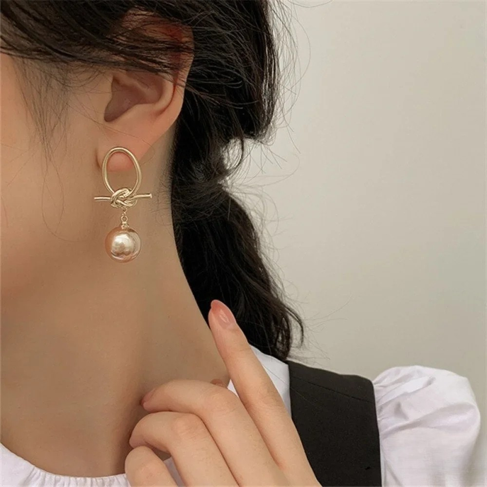 Elegant Golden Pearl Hoop Earrings
