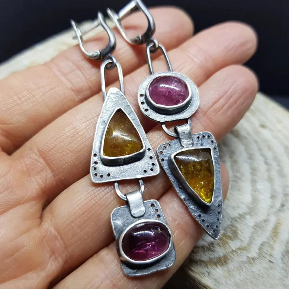 Vintage-Inspired Triangular Geometric Earrings