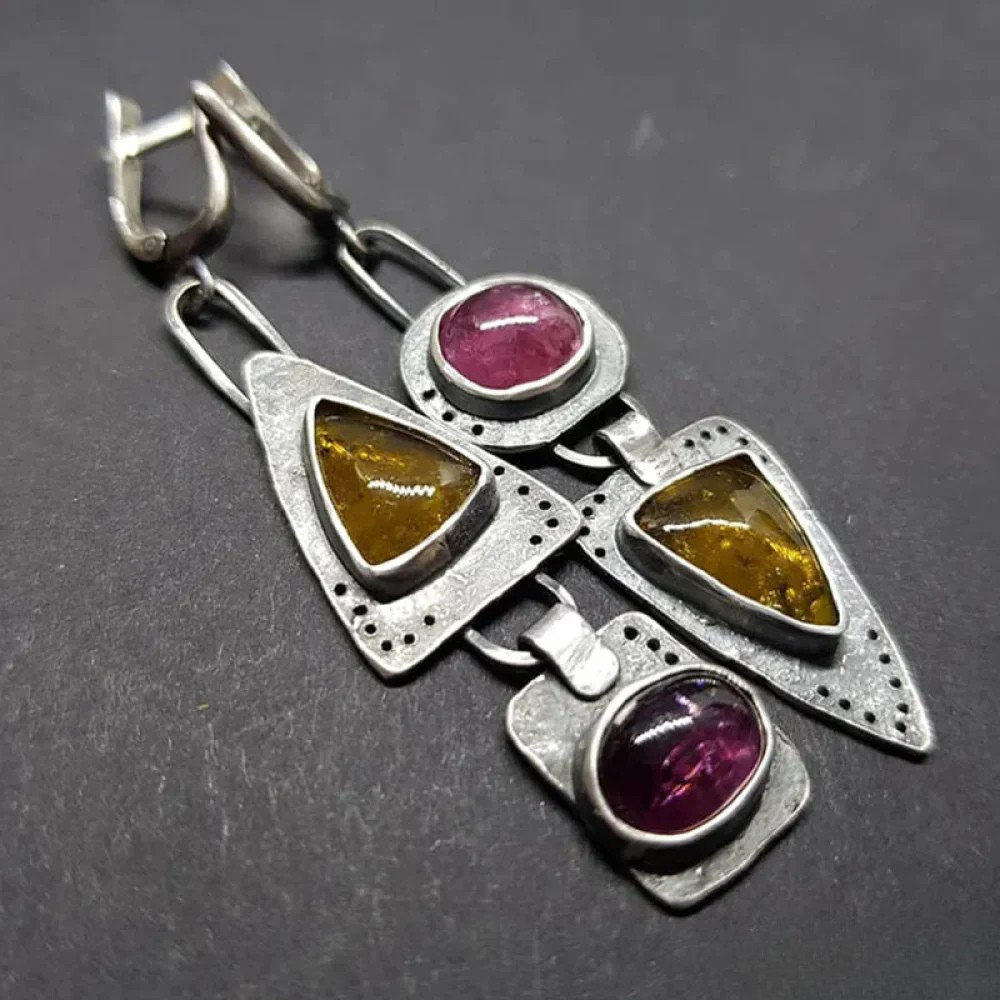 Vintage-Inspired Triangular Geometric Earrings