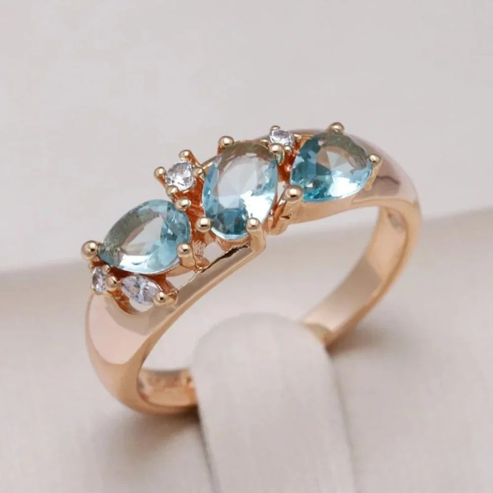 Blue Zirconia Gold Ring
