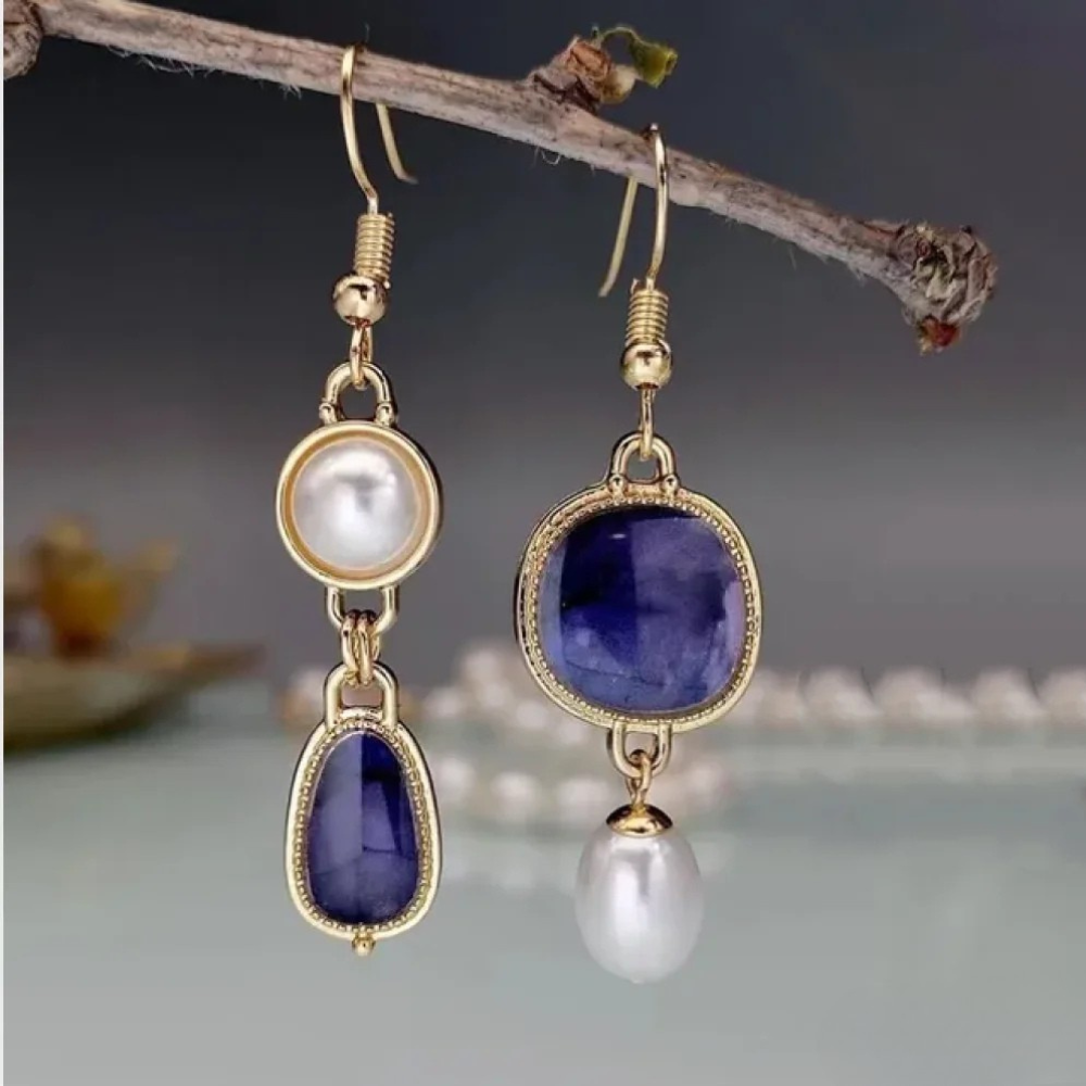 Vintage-Inspired Blue Stone Earrings