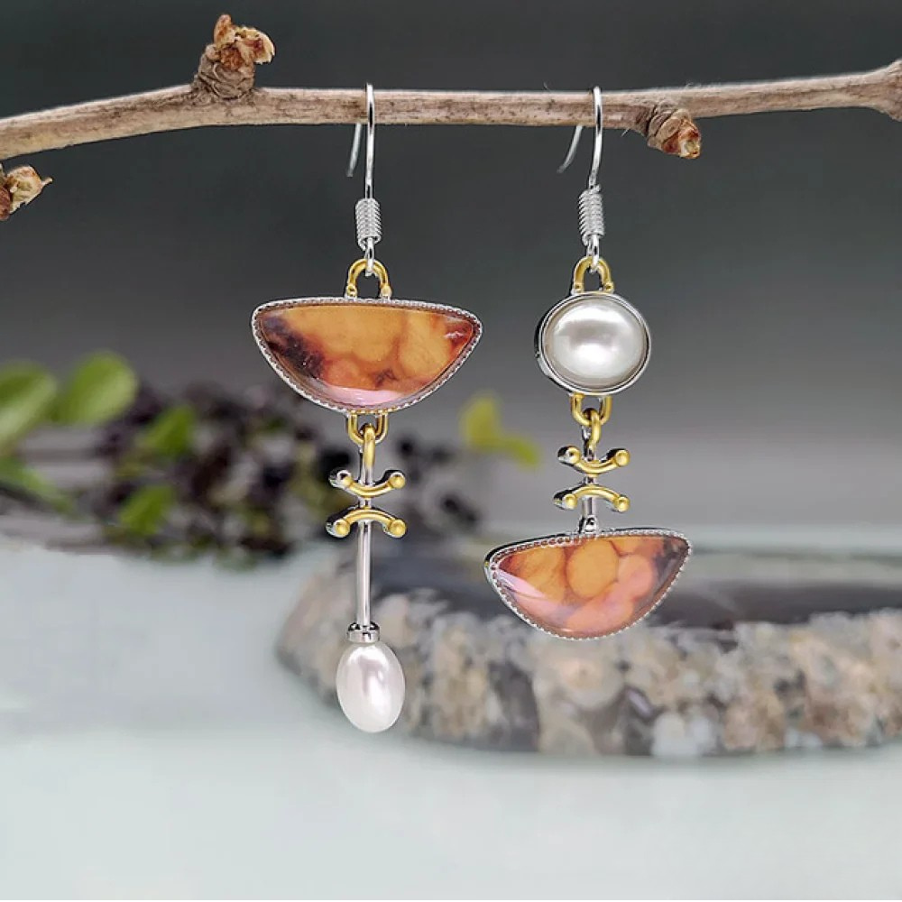 Vintage-Inspired Orange Stone Earrings