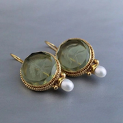 Retro Green Stone Round Earrings