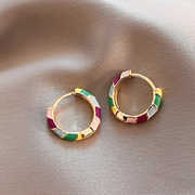 Chic Gold Earrings Adorned with Vibrant Enamel