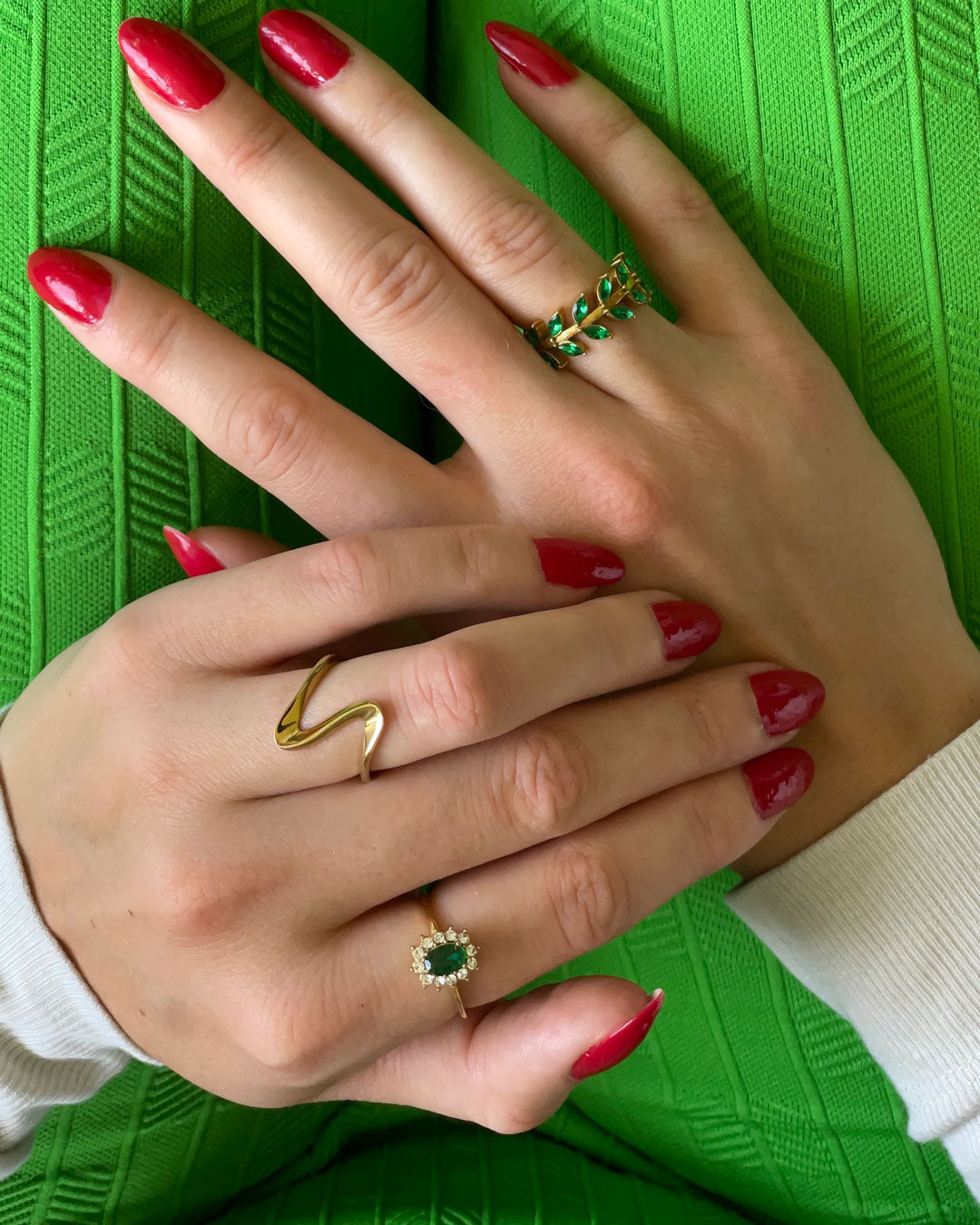 Amaryelle 18K Gold Green Zirconia Ring