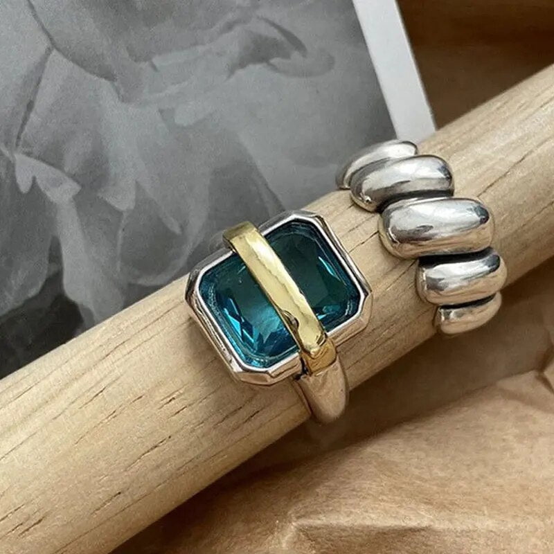Silver Ring with Blue Zircon Gemstone