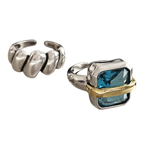 Silver Ring with Blue Zircon Gemstone