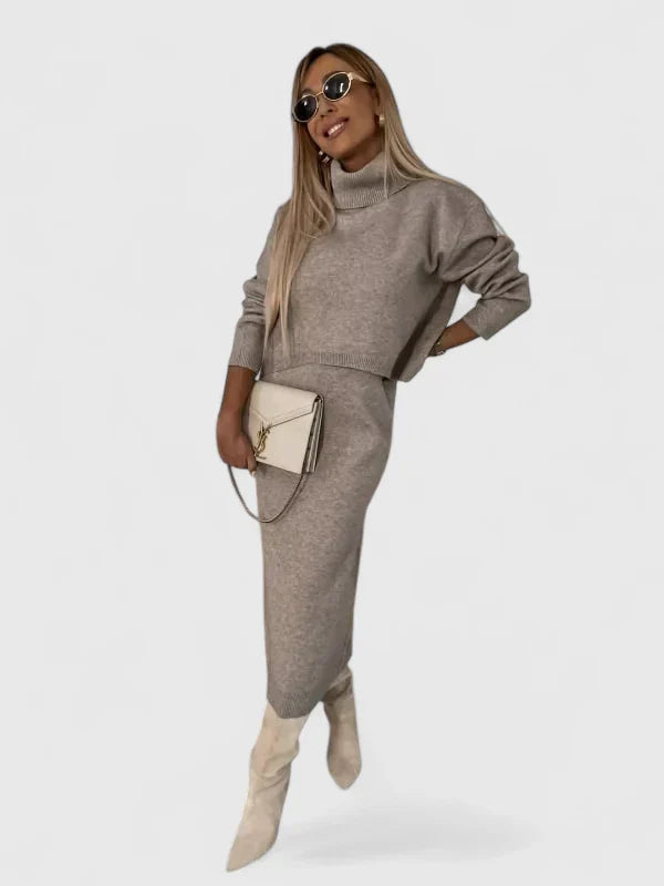 Chrystahl | Chic Dress and Turtleneck Sweater Ensemble