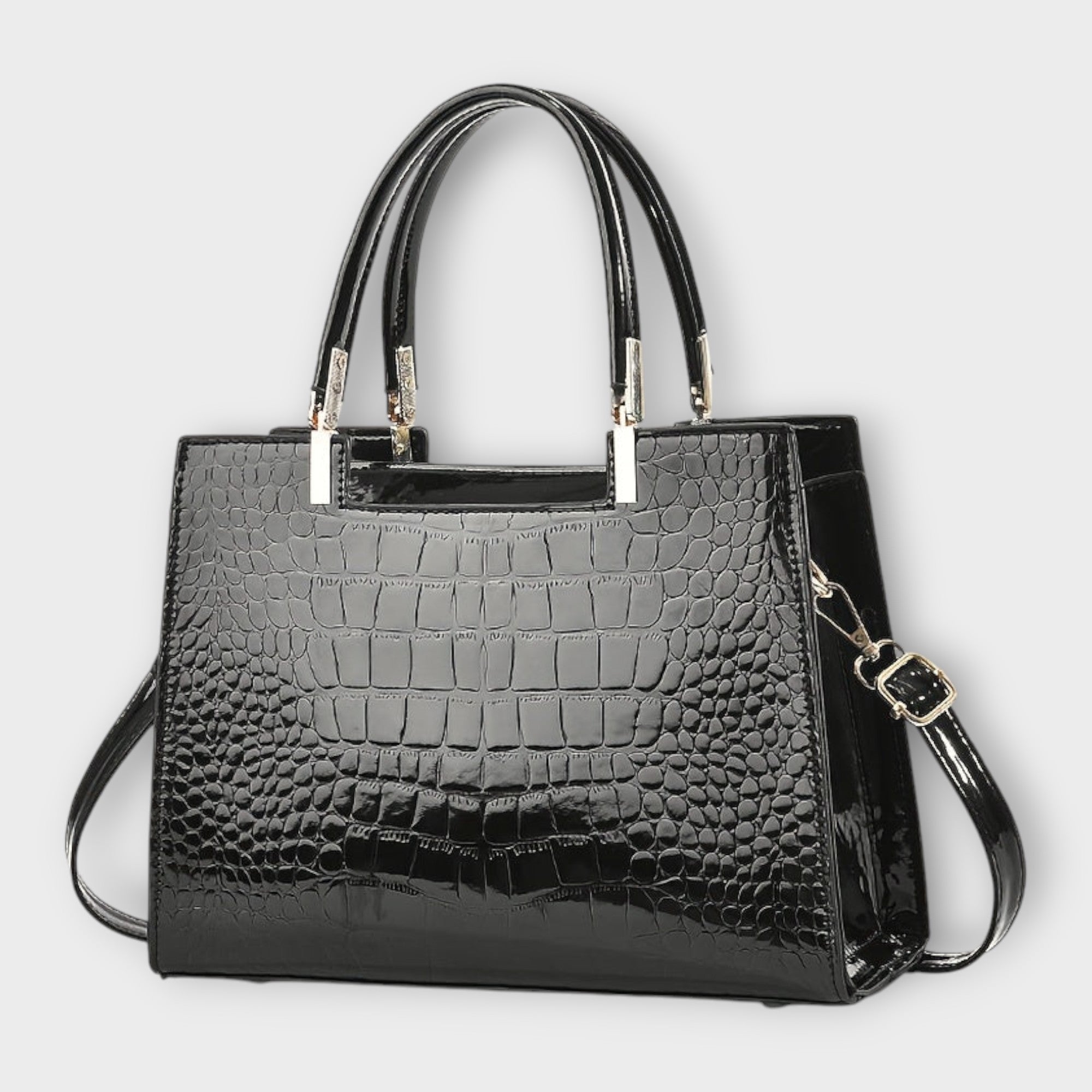 Olivia - Shiny Crocodile-Embossed Handbag