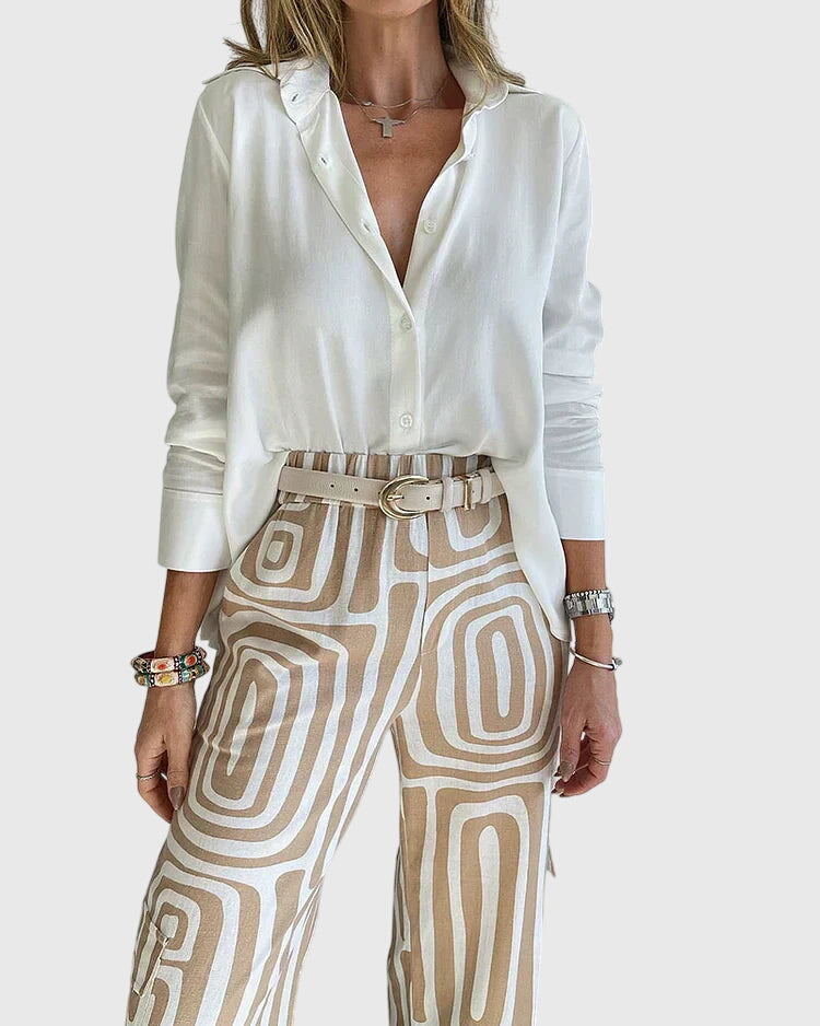 Emilia™ | Chic Pants Set with Complimentary Blouse & Belt