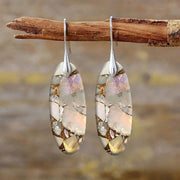 Classic Oval Stone Earrings Crafted from Natural Materials