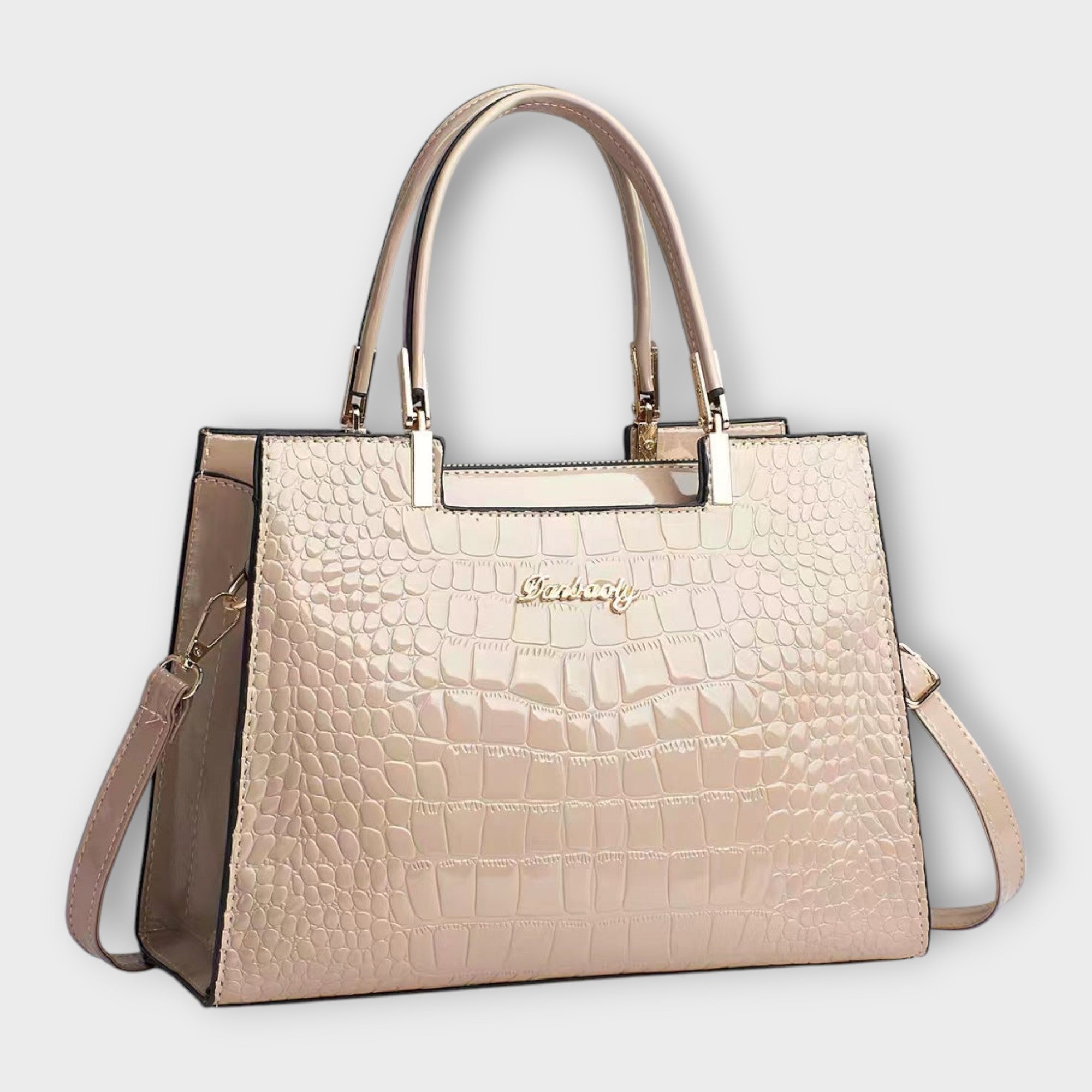 Olivia - Shiny Crocodile-Embossed Handbag
