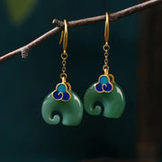 Vintage-Inspired Green Elephant Earrings