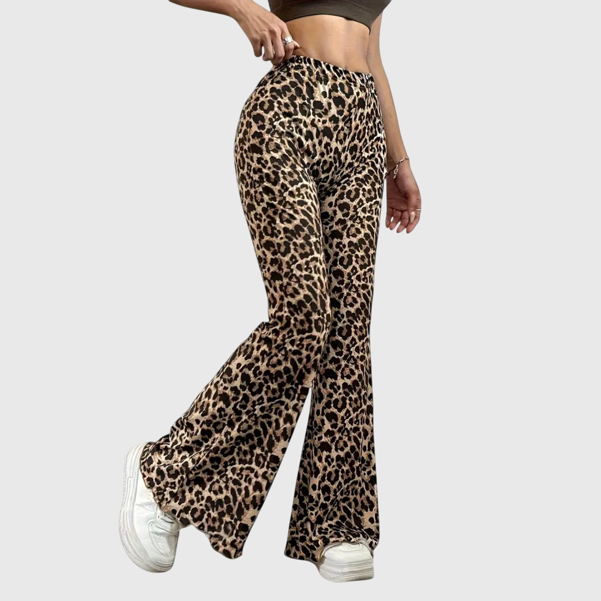 Leopard Print Bootcut Trousers