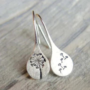 Chic Silver Earrings Featuring Dandelion Leaf Design