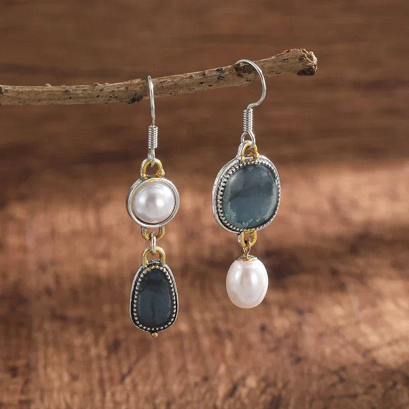 Vintage-Inspired Blue Natural Stone Earrings